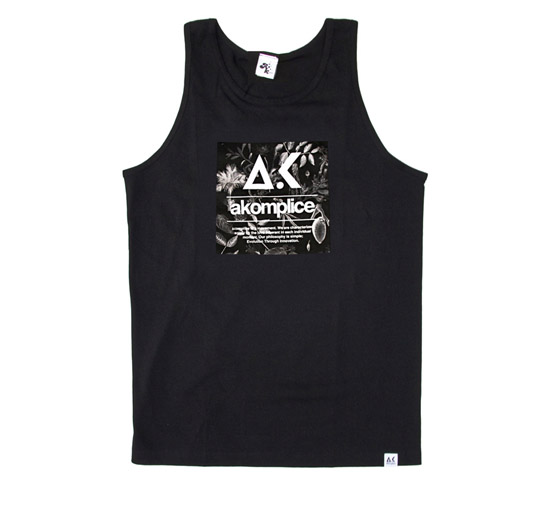 Black Floral Box Logo Tank